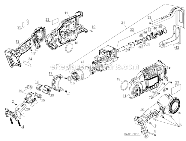 Page A Diagram and Parts List for PCC475B Type 1 Porter Cable Reciprocating Saw